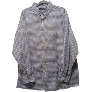 Roundtree & Yorke - NWOT White & Blue Diamond Design, Button Down Collar, XL